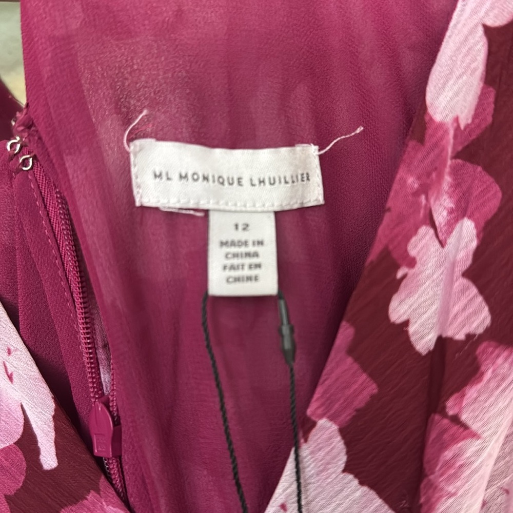 New! Defects! Anthropologie size 12 ML Monique Lhuillier Melanie Long-Sleeve - Picture 7 of 10